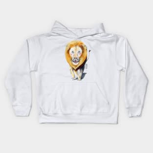 Lion. Hand painted design in watercolor and color pencils Kids Hoodie